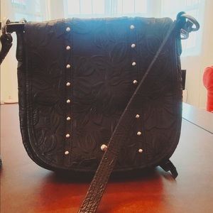 Black Embossed Concealed Carry Crossbody Bag